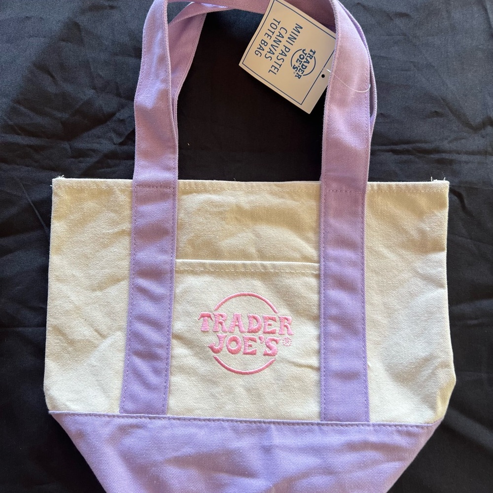 Trader Joe's Mini Tote, Purple and Cream